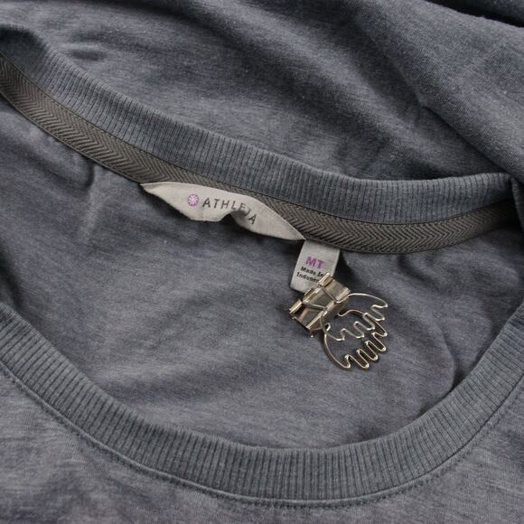 Athleta Topanga Gray Knit Tee Dress Ruched Womens Sz M Tall Style 439157 - Picture 5 of 6